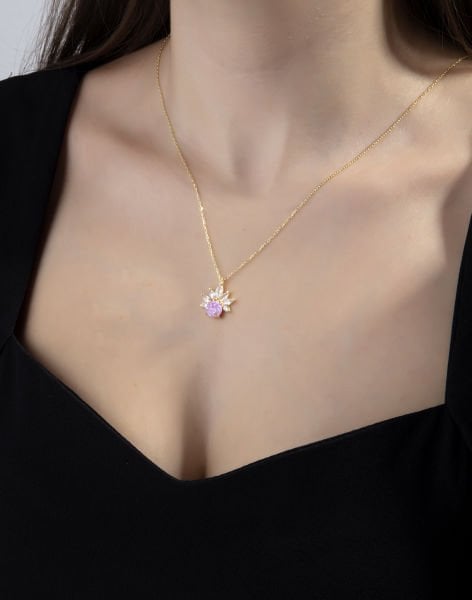 Opal Taşlı Gümüş Sultan Kolye
