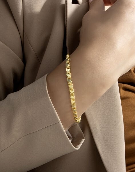 925 Ayar Gümüş Pullu Zincir Kolye Bileklik Kombin