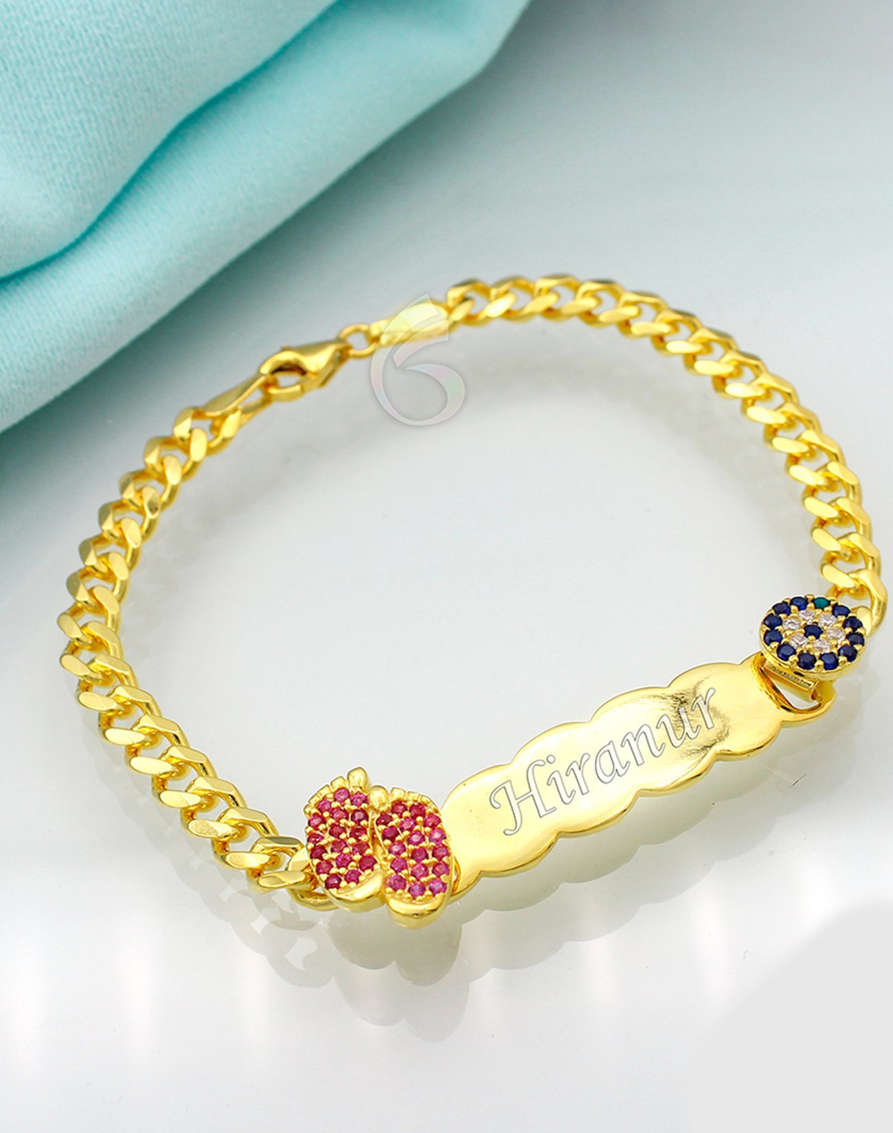 Gümüş Pembe Ayaklı Çocuk Bilekliği