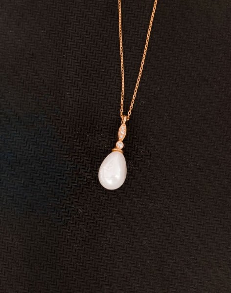 925 Ayar Gümüş Elegance Damla İnci Kolye