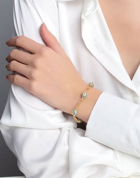 Nazarlı Doc Gümüş Bileklik ve Küpe Kombin