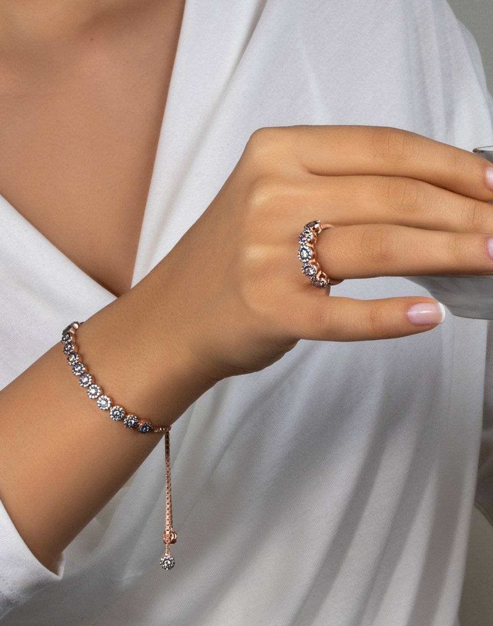 Papatya Yolu Gümüş Yüzük Bileklik Kombin