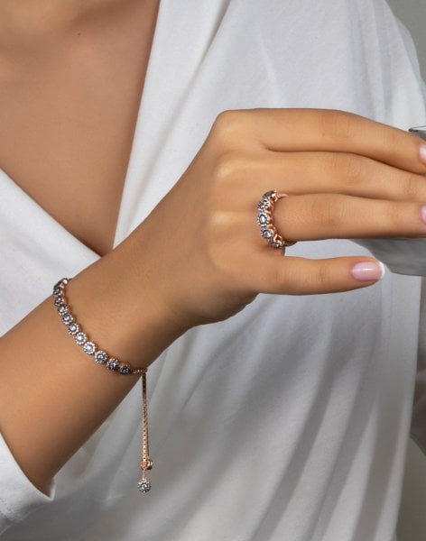 Papatya Yolu Gümüş Yüzük Bileklik Kombin