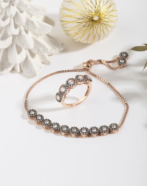 Papatya Yolu Gümüş Yüzük Bileklik Kombin