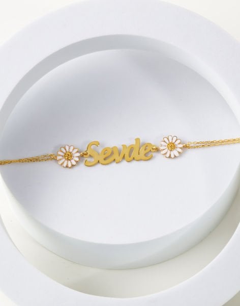 925 Ayar Gümüş Özel Tasarım Papatya İsimli Bileklik