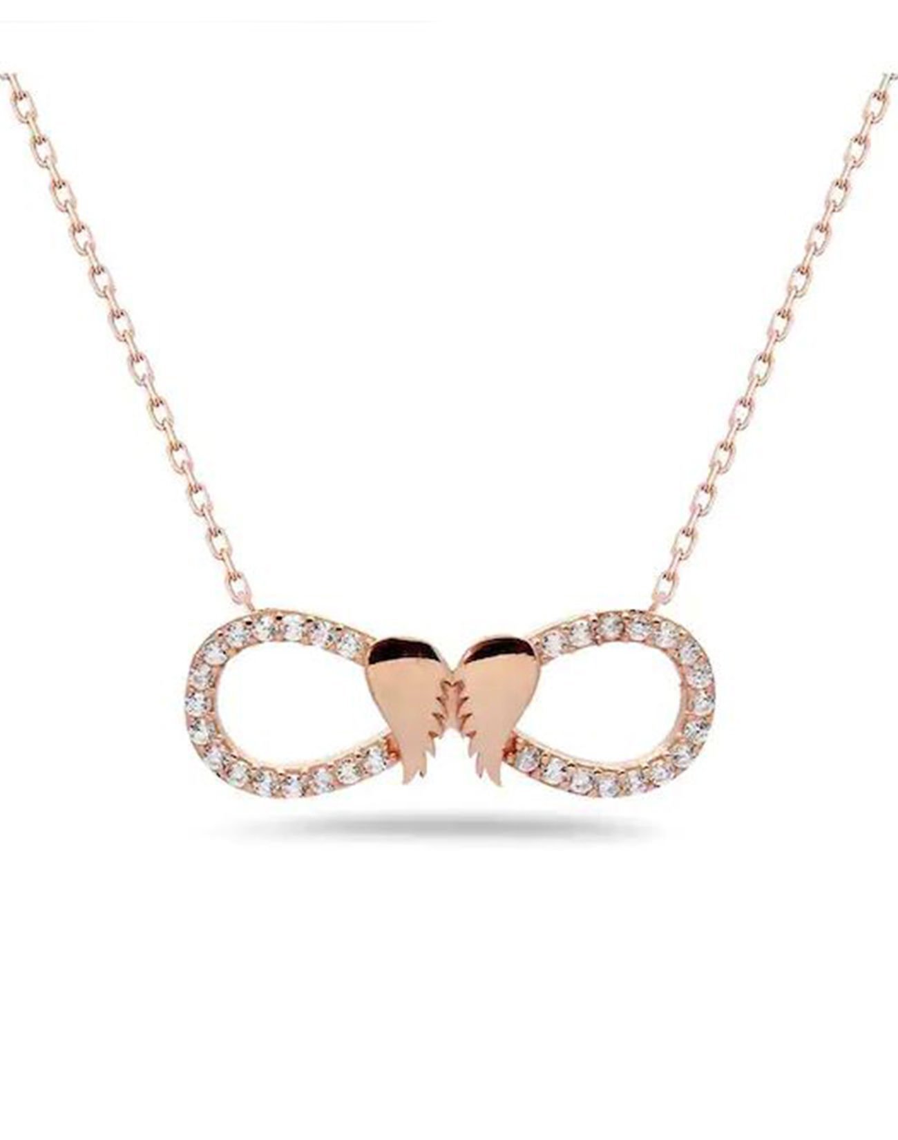 Kanatlı Gümüş Sonsuzluk Kolye