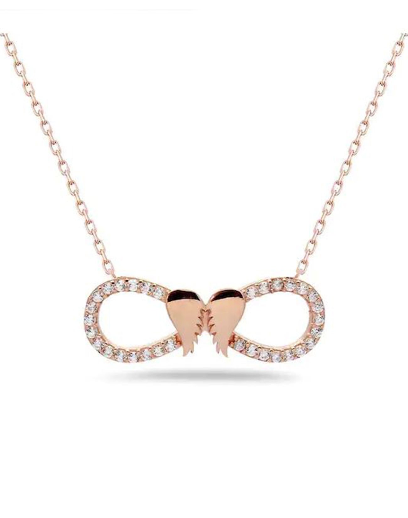 Kanatlı Gümüş Sonsuzluk Kolye