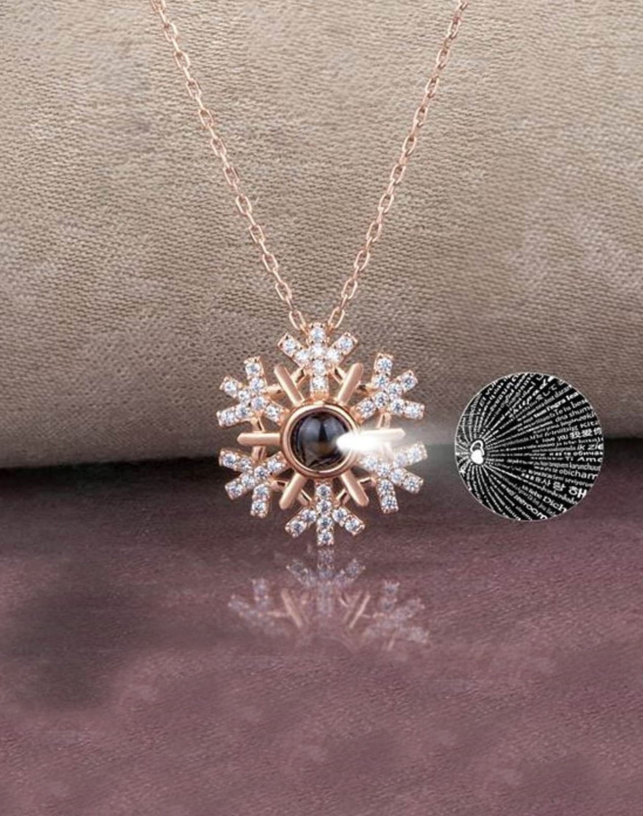 100 Dilde Seni Seviyorum Kar Tanesi Gümüş Kolye