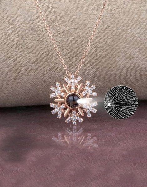 100 Dilde Seni Seviyorum Kar Tanesi Gümüş Kolye