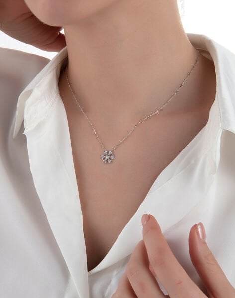 925 Ayar Gümüş Kar Tanesi Hayalet Kolye