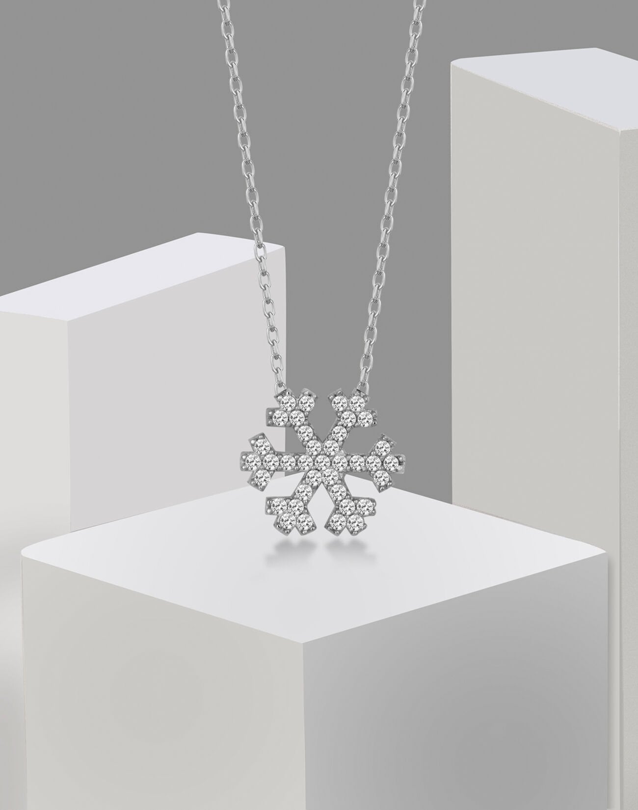 925 Ayar Gümüş Kar Tanesi Hayalet Kolye