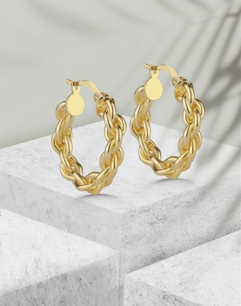 Burma Model İçi Boş Gümüş Halka Küpe