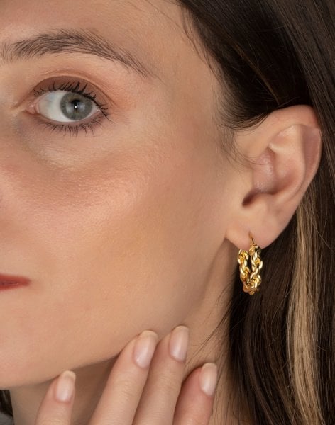 Burma Model İçi Boş Gümüş Halka Küpe