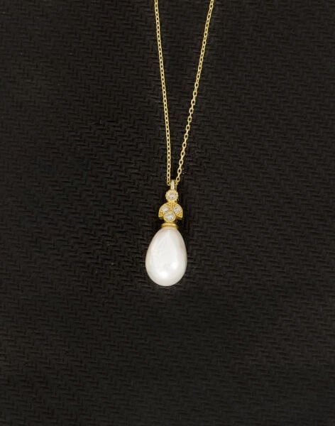 925 Ayar Gümüş Ay Işığı Damla İnci Kolye