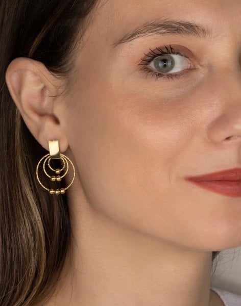 Modern Tasarımlı Gümüş Dorika Halka Küpe