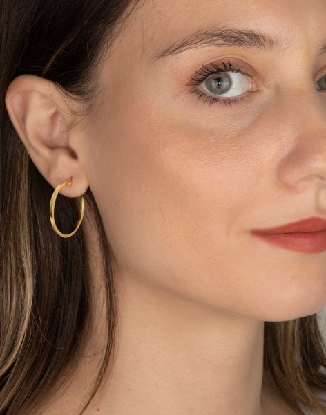 925 Ayar Gümüş Şarnel Halka Küpe