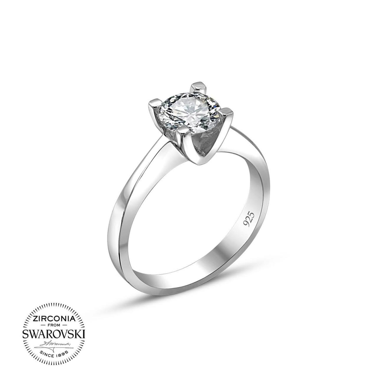 Swarovski V Kasa Gümüş Yüzük