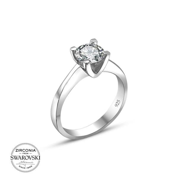 Swarovski V Kasa Gümüş Yüzük