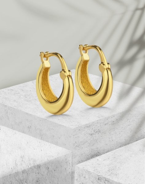 Klasik Bombeli Süzme İçi Boş Gümüş Halka Küpe