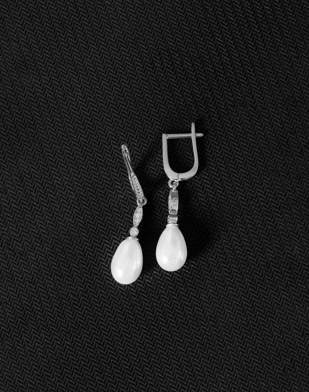 925 Ayar Gümüş Elegance Damla İnci Küpe Rodyum Kaplama