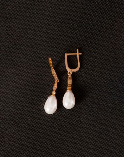 925 Ayar Gümüş Elegance Damla İnci Küpe Rose Kaplama