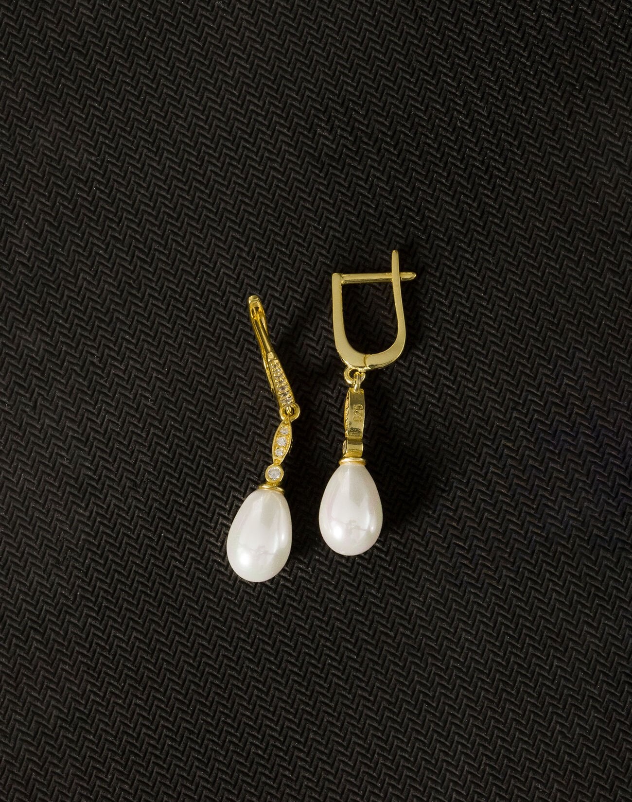 925 Ayar Gümüş Elegance Damla İnci Küpe 14 Ayar Altın Kaplama