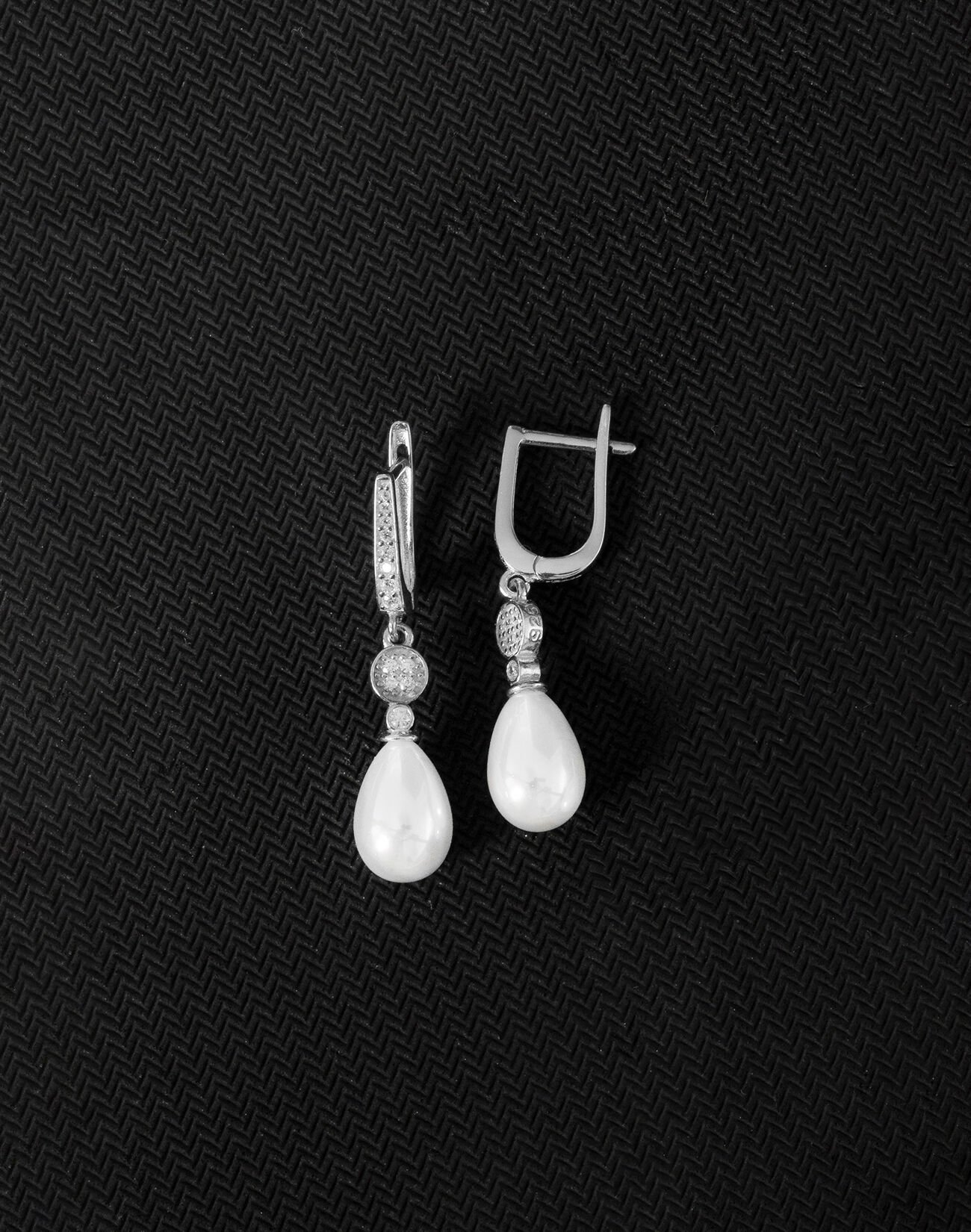 925 Ayar Gümüş Minimal Taşlı Damla İnci Küpe