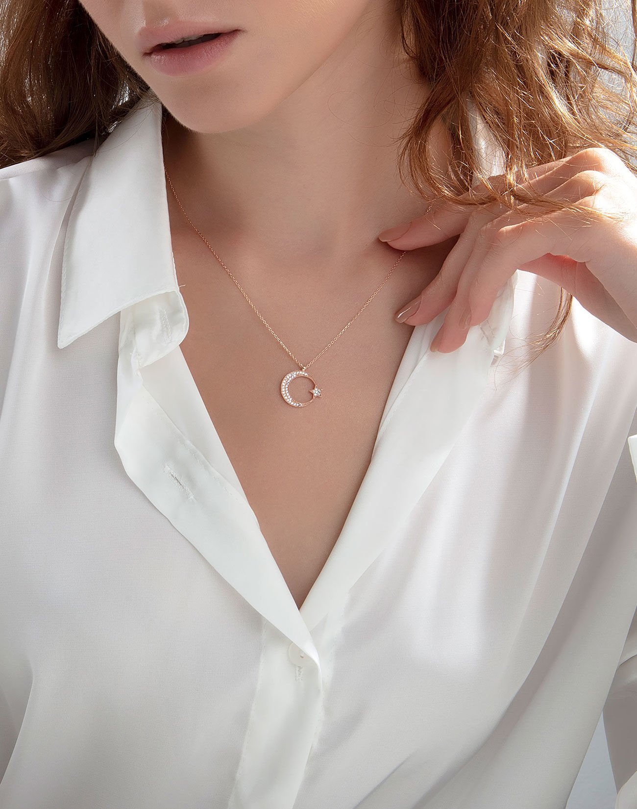 925 Ayar Gümüş Ay Yıldız Kolye