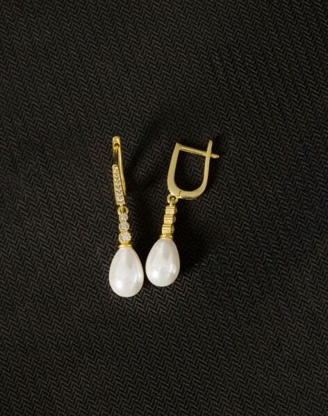 925 Ayar Gümüş Süzme Damla İnci Küpe