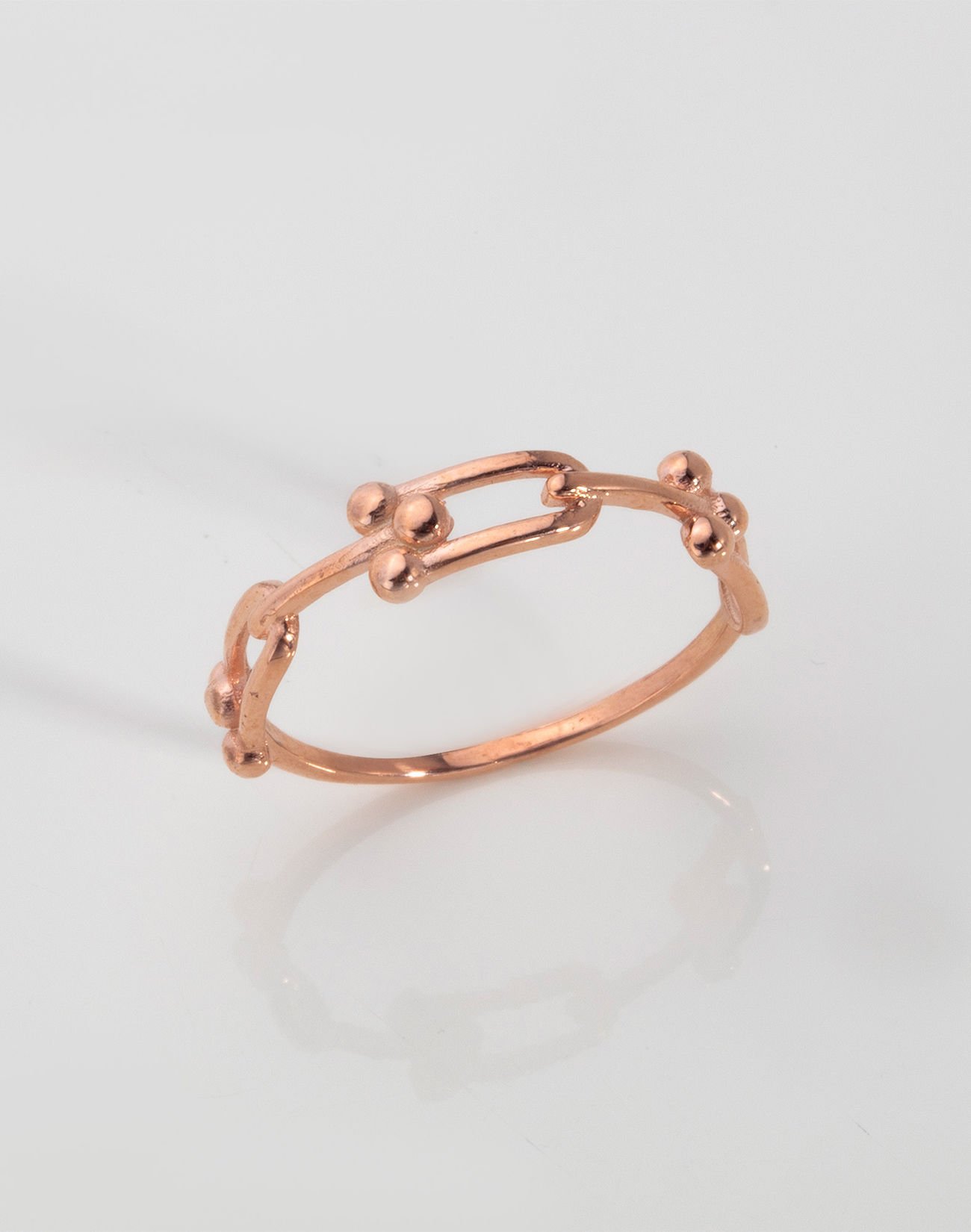 Özel Tasarım Zincir Modeli Gümüş Yüzük 12 - Rose Kaplama