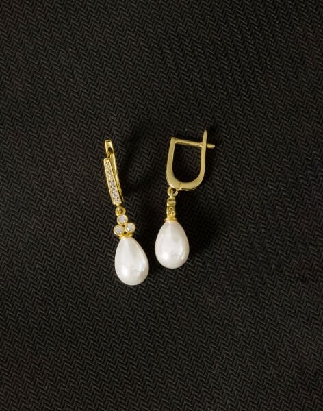 925 Ayar Gümüş Zirkon Taşlı Tria Damla İnci Küpe