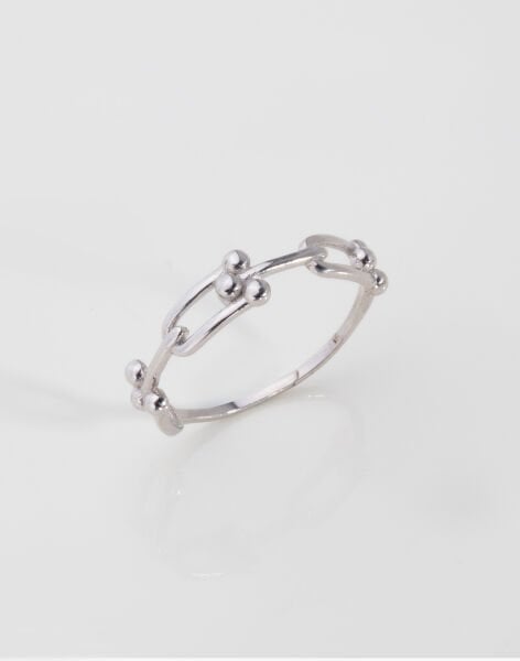 Özel Tasarım Zincir Modeli Gümüş Yüzük 13 - Rodyum Kaplama