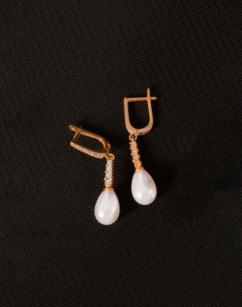 925 Ayar Gümüş Sıra Taşlı Damla İnci Küpe