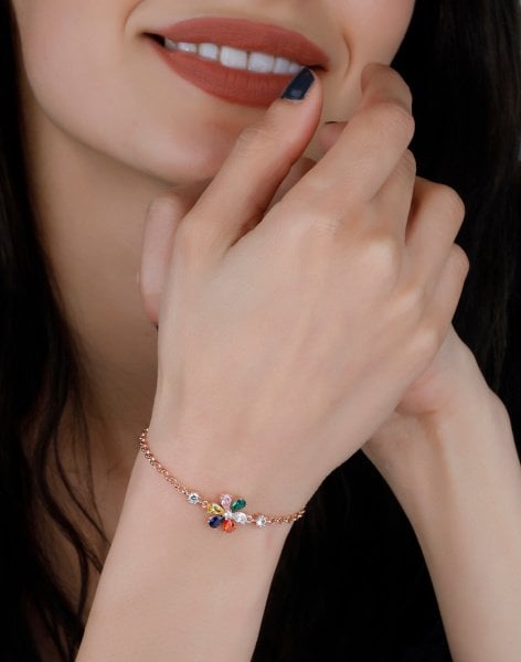 925 Ayar Gümüş Renkli Bahar Çiçeği Bileklik