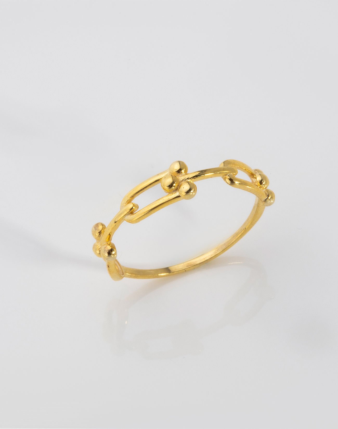 Özel Tasarım Zincir Modeli Gümüş Yüzük 15 - 14 Ayar Altın Kaplama