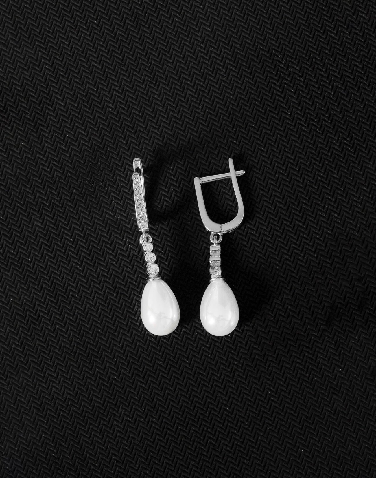 925 Ayar Gümüş Tria Modeli Damla İnci Küpe