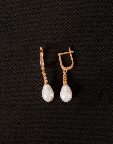 925 Ayar Gümüş Tria Modeli Damla İnci Küpe