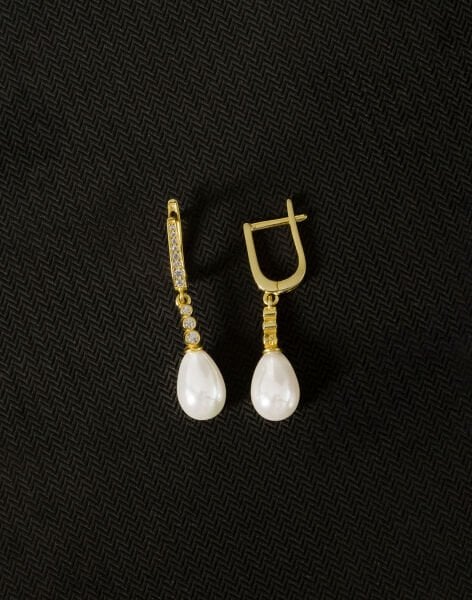 925 Ayar Gümüş Tria Modeli Damla İnci Küpe