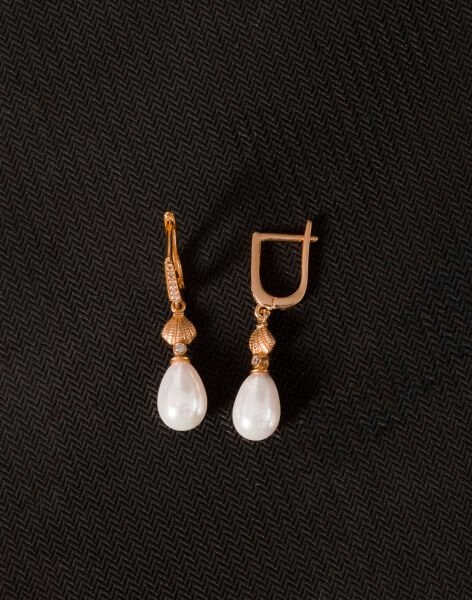 925 Ayar Gümüş İstiridye Damla İnci Küpe