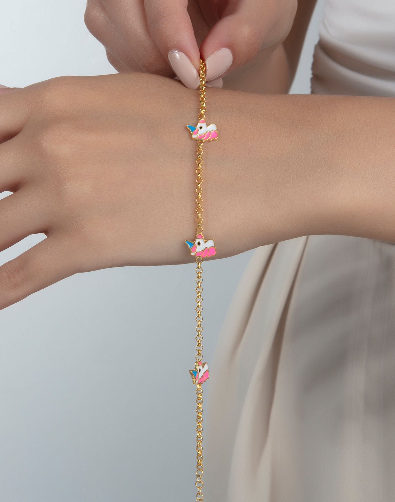 925 Ayar Gümüş Mineli Tek Boynuzlu At Çocuk Bilekliği