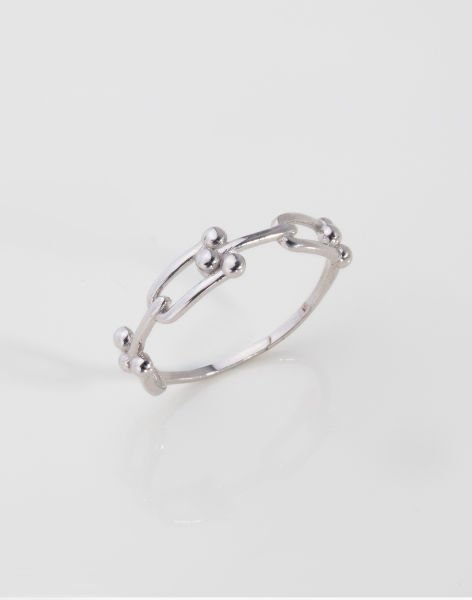 Özel Tasarım Zincir Modeli Gümüş Yüzük 17 - Rodyum Kaplama