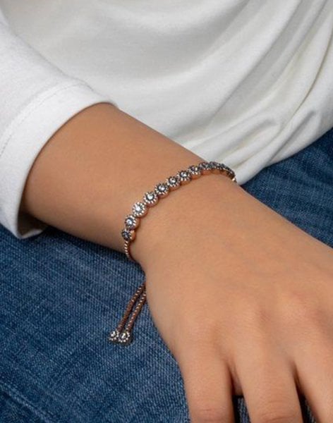 Elmas Modeli Gümüş Asansörlü Bileklik