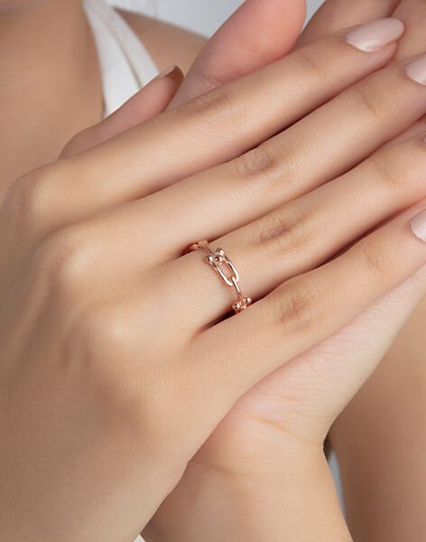 Özel Tasarım Zincir Modeli Gümüş Yüzük 17 - Rose Kaplama