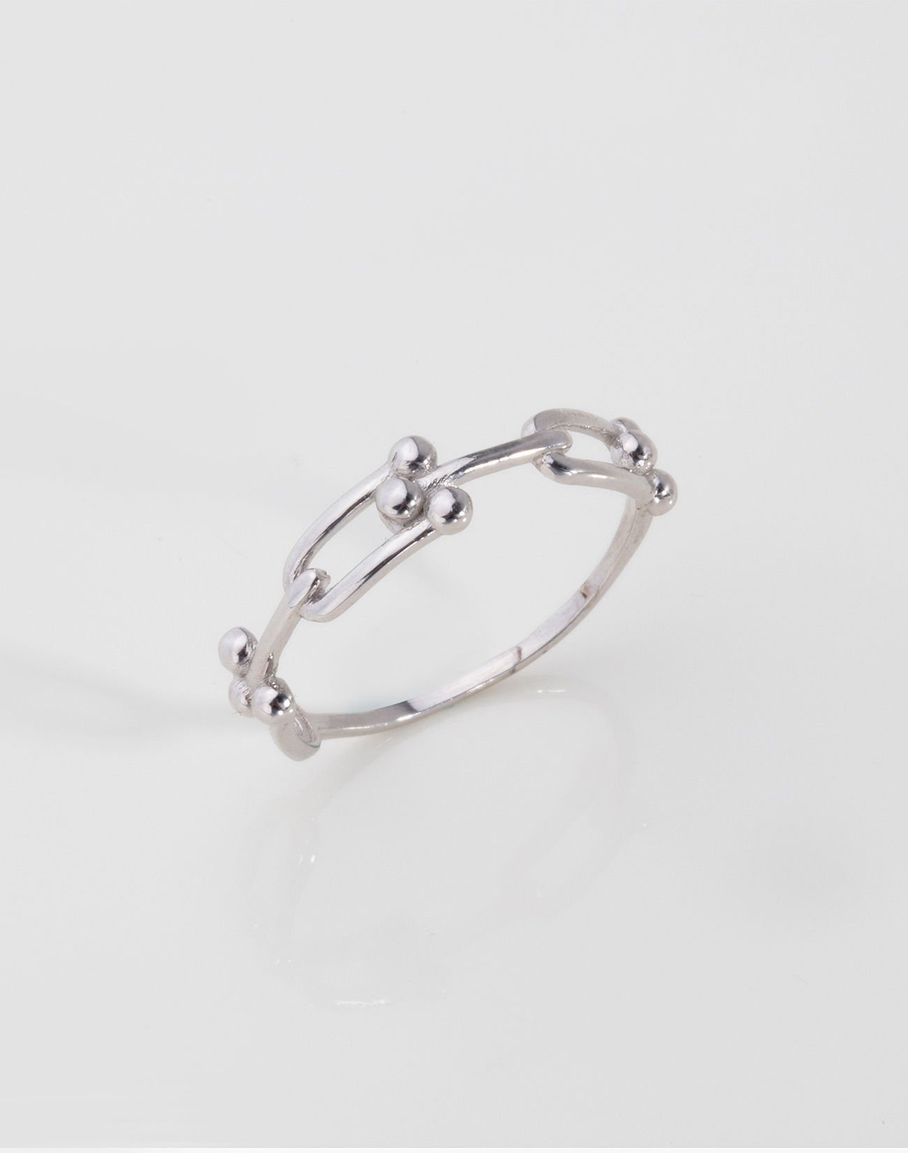 Özel Tasarım Zincir Modeli Gümüş Yüzük 18 - Rodyum Kaplama