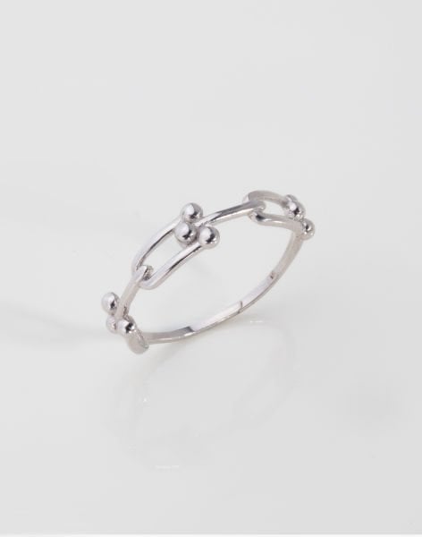 Özel Tasarım Zincir Modeli Gümüş Yüzük 18 - Rodyum Kaplama