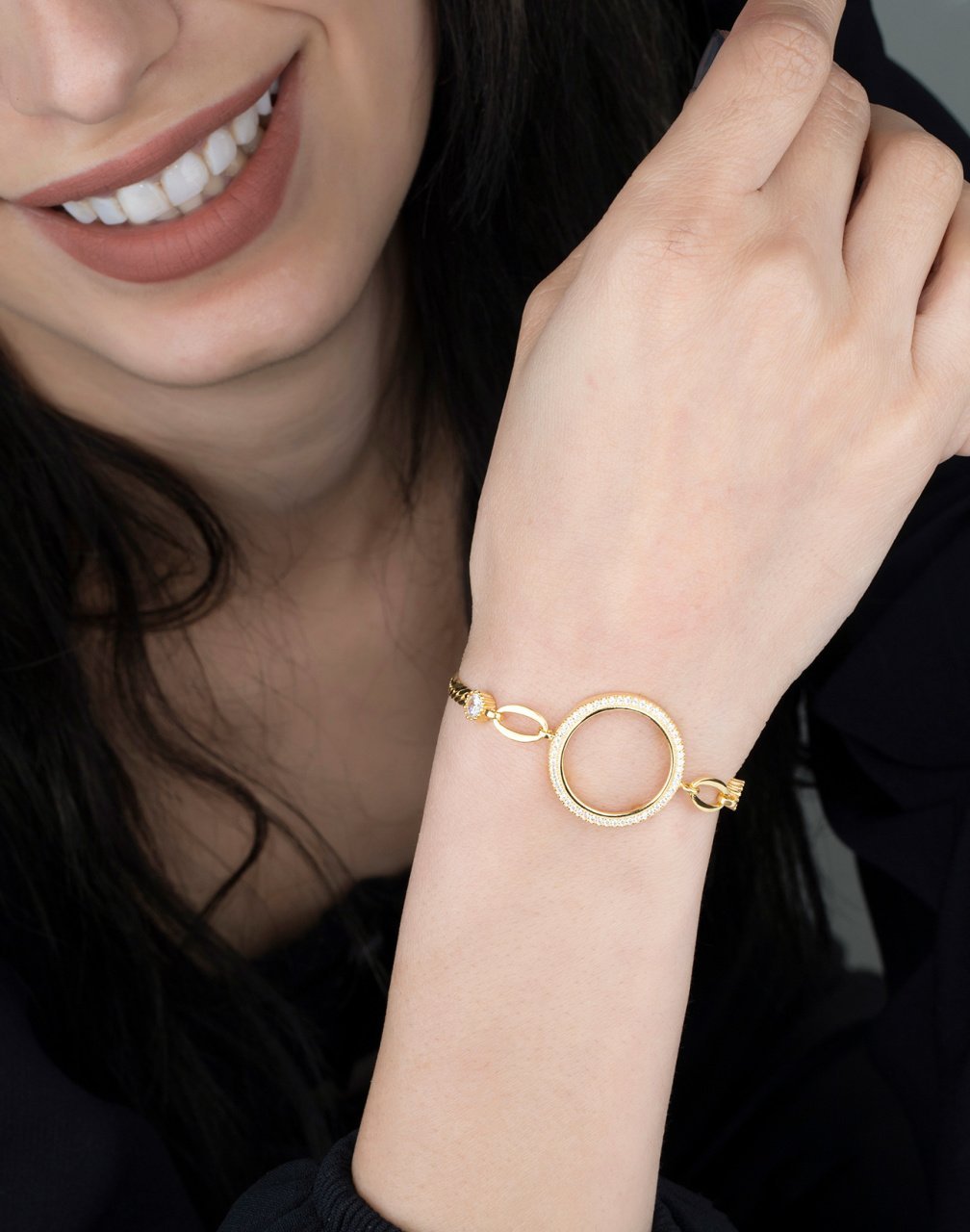 925 Ayar Gümüş Ezme Zincirli Çeyreklik Bileklik