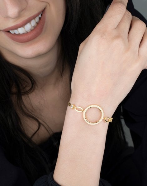 925 Ayar Gümüş Ezme Zincirli Çeyreklik Bileklik