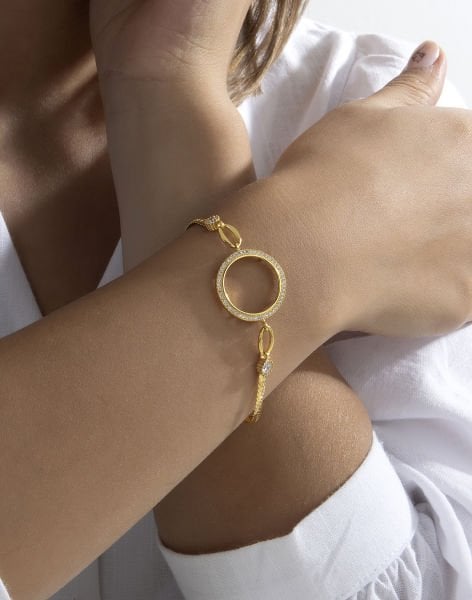 925 Ayar Gümüş Ezme Zincirli Çeyreklik Bileklik