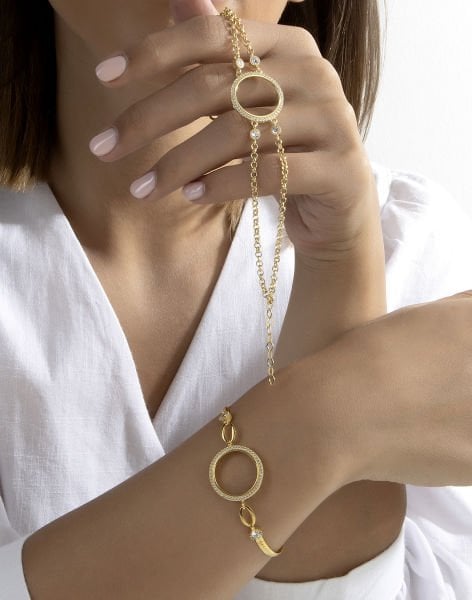 925 Ayar Gümüş Ezme Zincirli Çeyreklik Bileklik