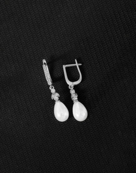 925 Ayar Gümüş Ay Işığı Damla İnci Küpe